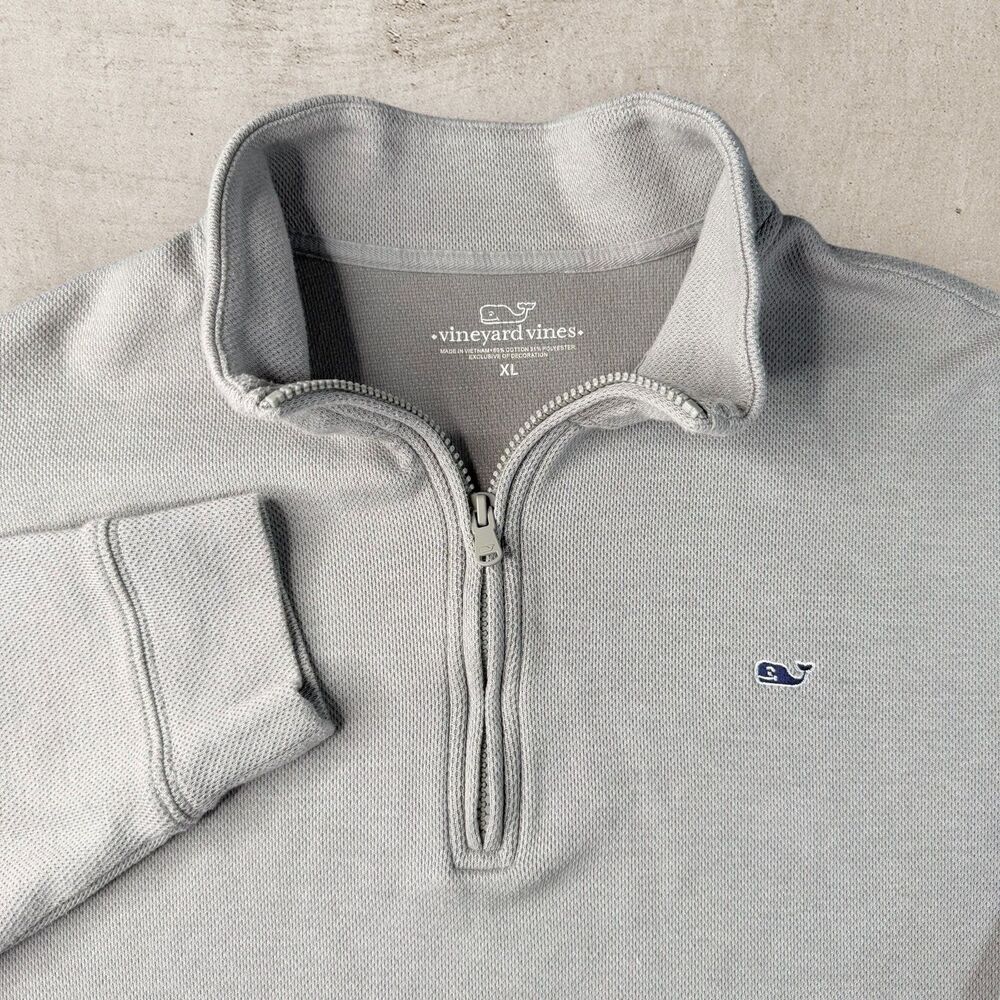 Vineyard Vines 1/4 Zip Sweater Mens XL Pullover Knitted Gray Performance Preppy